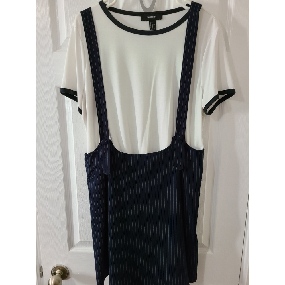 Forever 21 flared suspender skirt and shirt